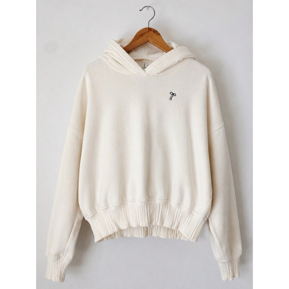 Aerie OFFLINE Cream Oversized Hoodie Soft Fleece Pullover Sweatshirt Small